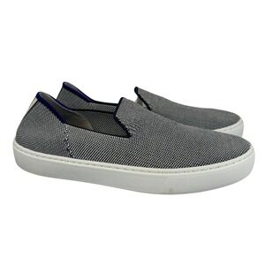 Rothy's The Knit Slip On Sneakers Women's Size 7.5 Black White Blue